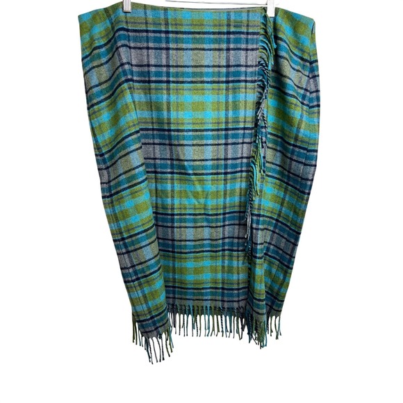 J. Jill Dresses & Skirts - Plaid Fringe Wrap Skirt in Teal & Blue